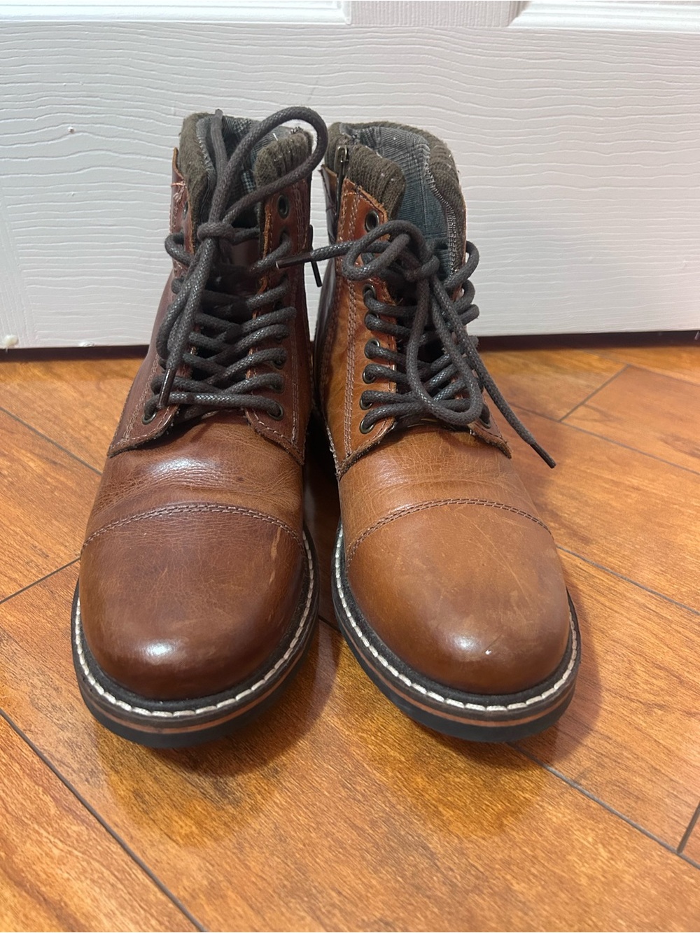 Crevo Brown Leather Lace-Up Ankle Boots